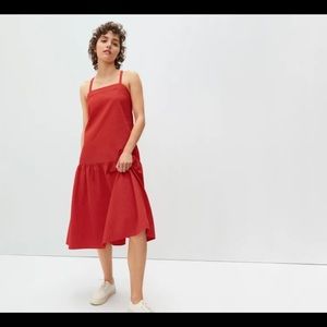 Everlane Pinafore Dress in scarlet, size 2